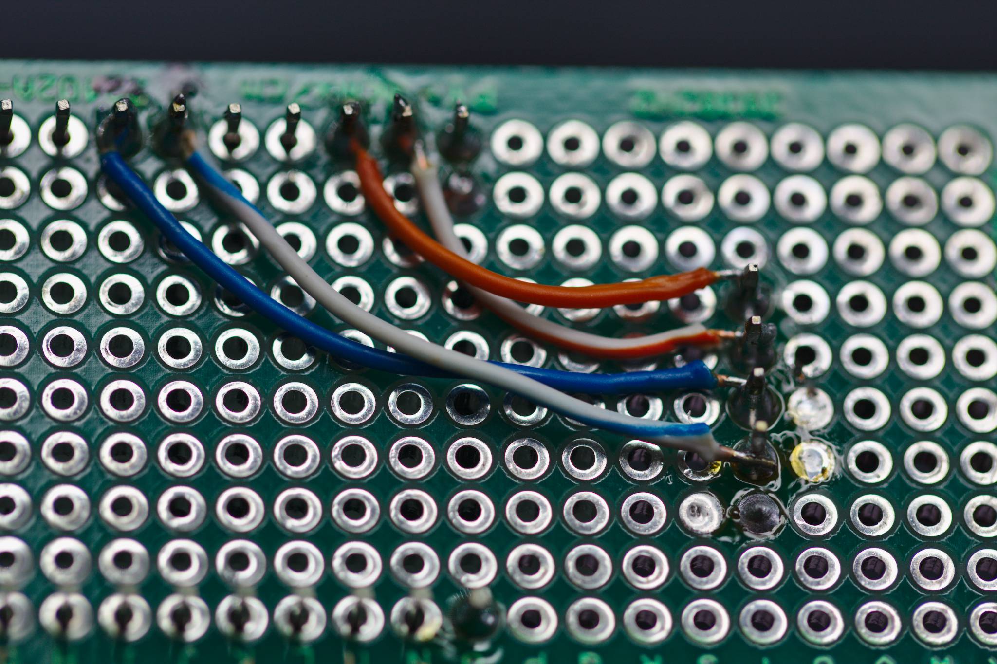The 3.3V, GND, SCL, & SDA connections to the breakout board
